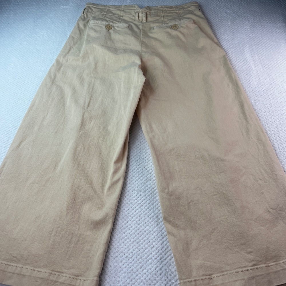 Maeve Anthropologie Womens 2P Tan Pleated High Rise Wide Leg Cropped Pants Khaki - Picture 3 of 10